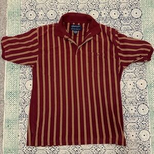 Vintage Wrangler Western Polo Shirt - Burgundy & Gold Striped